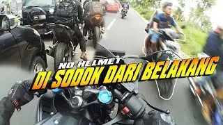 DI PEPET ORANG TANPA HELM, DI SODOK DARI BELAKANG