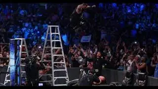 WWE Elbow Drop from the top of a LADDER through a TABLE!!! OH MY GOD!!! (SOUND EFFECT)