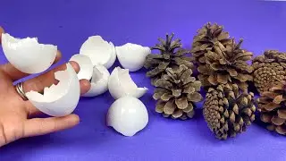 Amazing Idea! Look What I Made With Eggshells and Pine Cones!
