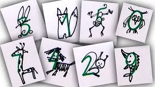 Простые рисунки из цифр. Как нарисовать зверей.