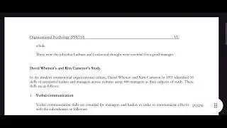 PSY510 Lecture 45 Organisational Psychology Short Lecture VU Lectures