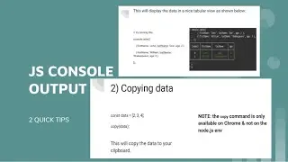 Js console output two quick tips in Hindi | console.table and copy() method | js console log tricks