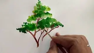 Water #colour #tree making a beautiful tree with water colour for# beginners