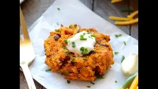 Baked Cheddar Sweet Potato Fritters