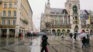 Rainy day in Marienplatz Munich 2024