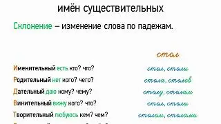 Падеж и склонение имён существительных (6 класс, видеоурок-презентация)