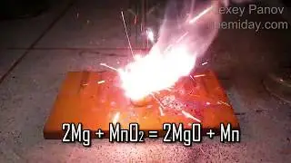 Magnesium reaction with manganese oxide | 2Mg + O2 = 2MgO + Mn