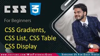 🔴 14. CSS Gradients, CSS List, Css Table, Css Display | CSS Tutorial in Hindi #htmlcss #css