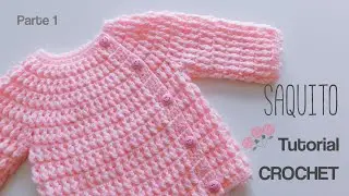 Saquito abierto, Jersey, Sueter para Bebe a Crochet  Parte 1 de 2