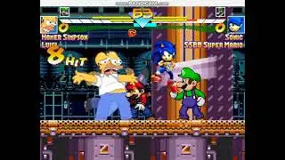 Mugen - Homer Simpson & Luigi vs SonicMH & SSBB Super Mario