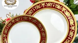 Ceramic Red and pure gold pattern luxury cutomized chinaware set high quality - Karosa