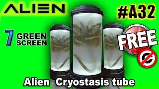 Alien Facegugger Cryostasis tube Green Screen 3D