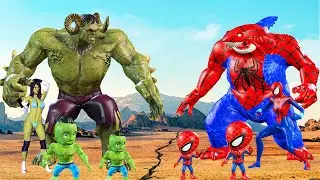 FAMILY HULK VS FAMILY SHARK SPIDERMAN Rescue Hulk, Spider-man | LIVE ACTION STORY