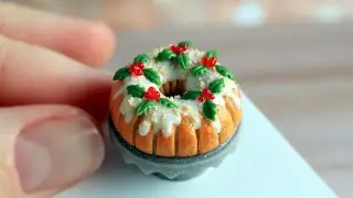 Miniature Christmas Cupcake/Polymer clay💝Мініатюрний Різдвяний кекс💝