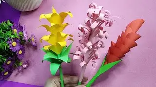 Three paper flower tutorials/how to make long flowers/paper flower art/crafting ideas from paper