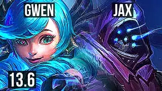 GWEN vs JAX (TOP) | 9 solo kills, 10/1/0, Legendary | KR Master | 13.6