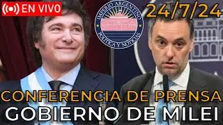 🔴EN VIVO: CONFERENCIA DE PRENSA GOBIERNO DE MILEI - 24/7/24 - !discord !redes