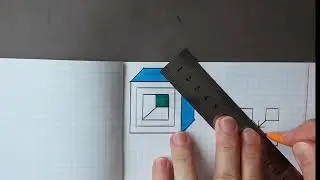 Drawing by cells in a notebook. .
