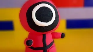 The security guard from the TV series Squid Game made of plasticine.