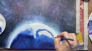 Рисую космос. Как нарисовать космос акрилом.