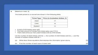 AI SL: Paper 1 Problem 5 (TZ1 May 2022)(System of equations)(Substitution & Elimination)