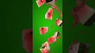 💥 Real Watermelon slices in Slow Mo! #satisfying #fruitsplash #greenscreen #shorts
