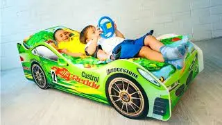 Кровать машина “Вираж“ зеленая для мальчиков и девочек! BAD CAR