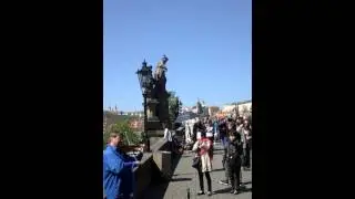 Beautiful music at  the St. Charles bridge in Prague, Czech Republic