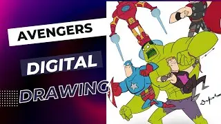 Avengers Digital Drawing |Iron Man, Hulk, Captain America, Thor| #digitalart #avengers #painting