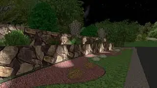 Night View Retaining Wall Landscape Concept