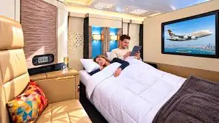 Etihad A380 First Class Apartment Abu Dhabi to London (brilliant flight)