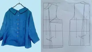 롤 칼라 블라우스 패턴 그리기 / Roll collar blouse pattern making