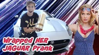 Plastic Wrapping My Sister's Jaguar F-Type Car Prank | Sawyer Sharbino