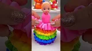 DIY How to Make Polymer Clay Miniature Rainbow Doll Dress | DIY Easy Polymer Clay Tutorial |