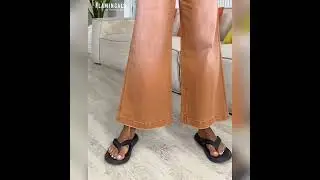 【Flamingals】Flap Pocket Back Mid Waist Crop Pants Without Belt #ootd#fashionstyle #pants