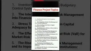 Finance Project Topics/MBA/ BBA/ project topics 