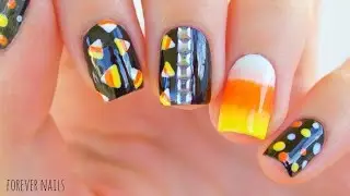 Easy Halloween Candy Corn Nails