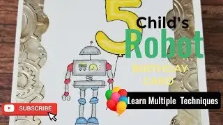How to create a robot birthday card using multiple techniques and the dino-mite birthday stampset.