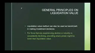 GENERAL PRINCIPLES ON LIQUIDATION VALUE