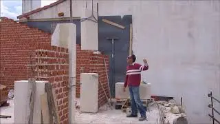 Colocación de jambas y dintel de piedra