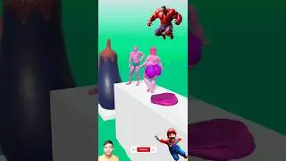Red Hulk cartoon Reverse mixed, girl jump to damege watermelon banana brinjal part 190