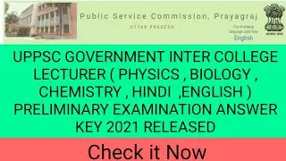 UPPSC GIC ANSWER KEY 2021| UPPSC GIC LECTURER PRELIM ANSWER KEY 2021| UPPSC GIC  2021 ANSWER KEY|UP|