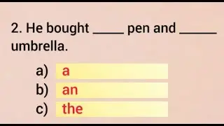 A, AN, THE Quiz | Articles A AN THE Test