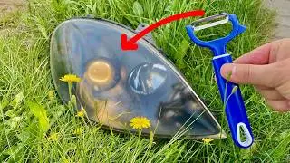 🔥🔥Brilliant method! Clears discolored headlights! Only 6 minutes