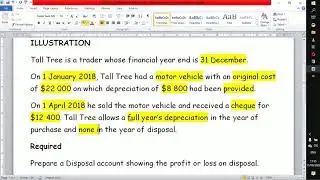 DISPOSAL OF NON CURRENT ASSETS/ FIXED ASSETS/LOSS ON DISPOSAL/ DISPOSAL ACCOUNT/ DEPRECIATION