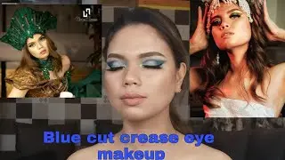 Blue cut crease eye makeup (Ms. Mj)