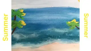 Beach 🏖. Drawing with gouache.