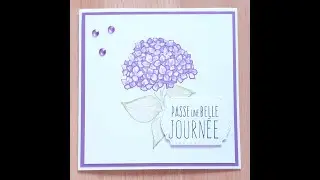 Je teste un "layered stamps" (tampon multi-couches)-Carte Hortensia