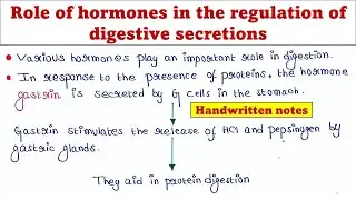 Role of hormones in the regulation of digestive secretions | Handwritten notes