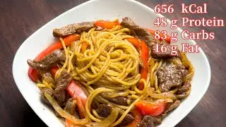 How to Make Black Pepper Beef Pasta, Low Calorie & High Protein, Tasty Weight Loss Meal